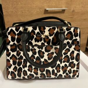 Kate Spade Brown and Black Satchel with Leopard Print